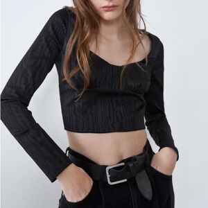 Zara satin textured top